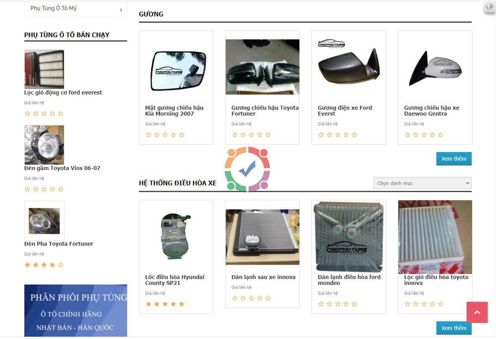 Mẫu website bán phụ tùng ô tô đồ chơi xe hơi ra đơn