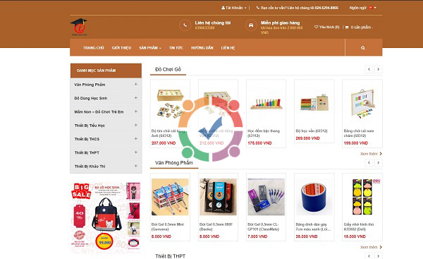Mẫu website văn phòng phẩm online