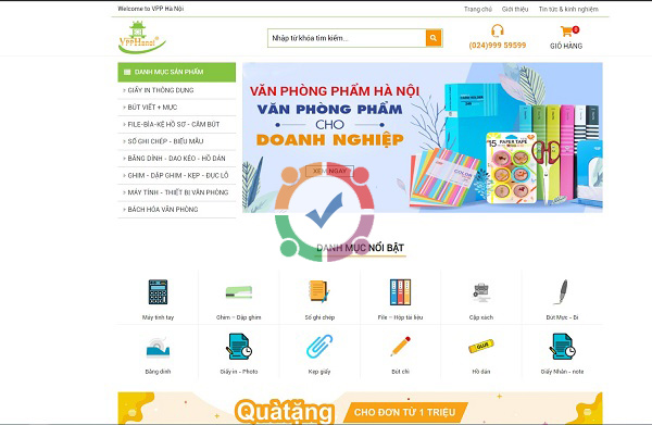 Mẫu website văn phòng phẩm online