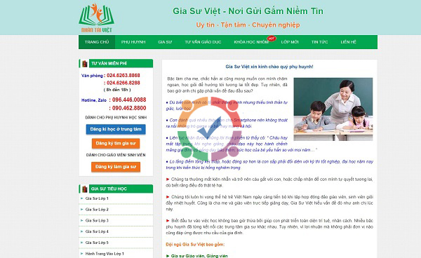 Mẫu website trung tâm gia sư