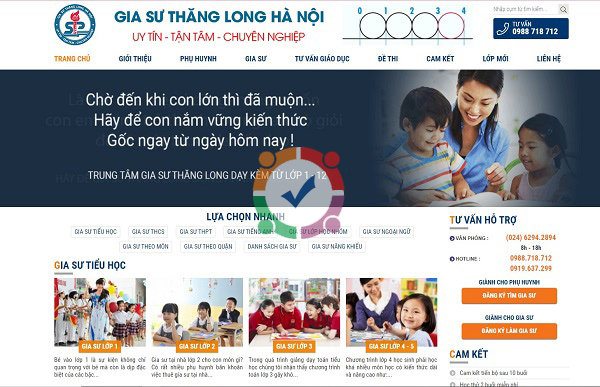 Mẫu website trung tâm gia sư