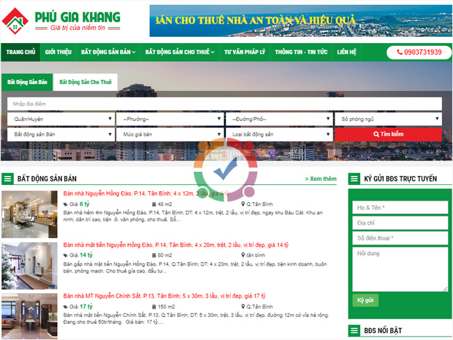 Mẫu website bất động sản chốt sale tốt