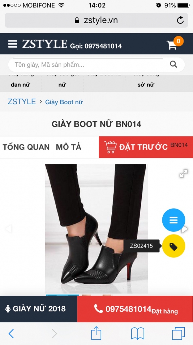 Thiết kế giao diện web bán giày