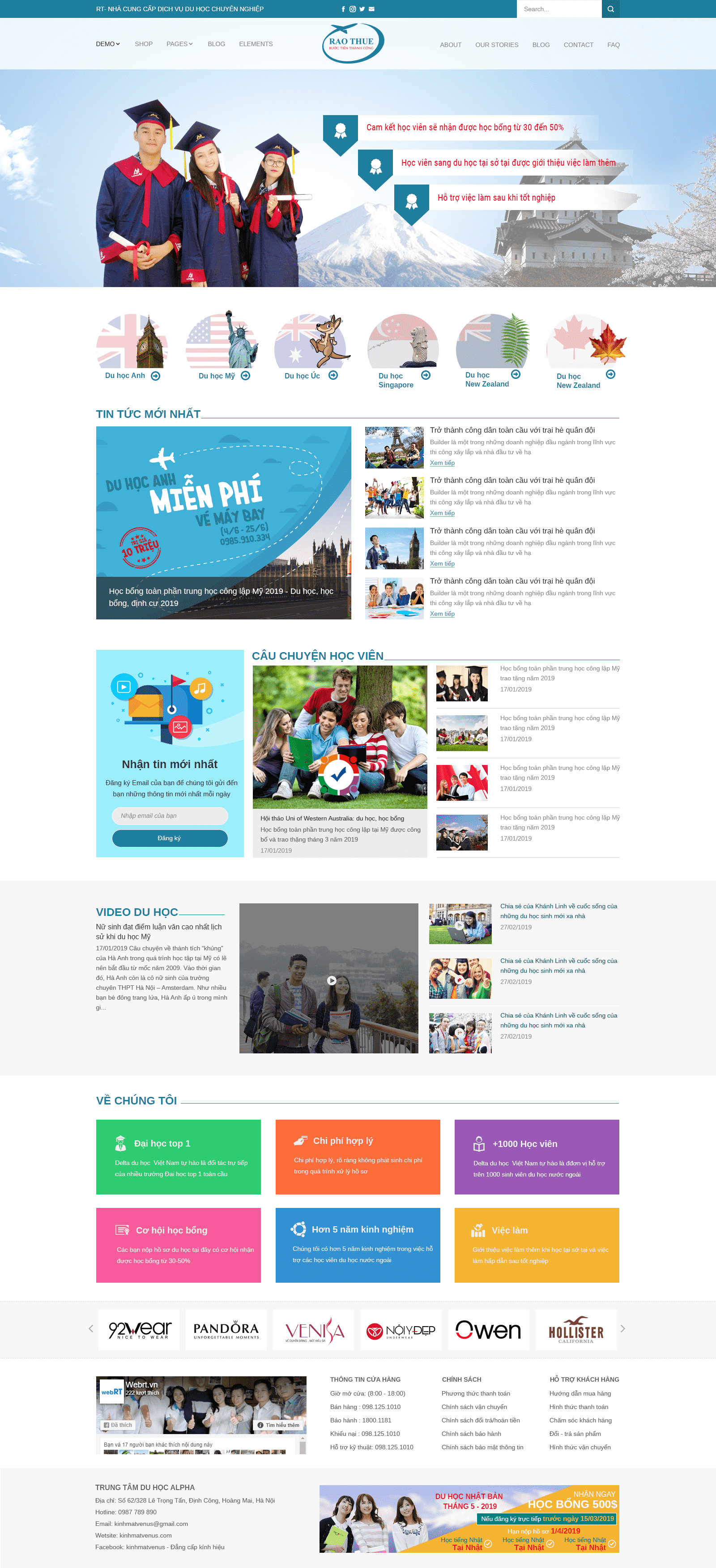 Mẫu website tư vấn du học 2