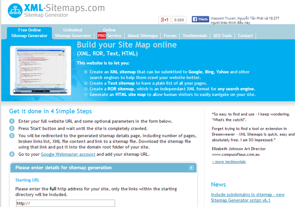 Hướng dẫn tạo sitemap cho website