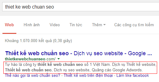 Nội dung thể Description ảnh hưởng đến xếp hạng từ khóa của Google?