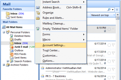 Hướng dẫn cài đặt Outlook cài đặt outlook 2010 cho mail công ty